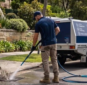 Plumber tracing a drain smell in Auburn
